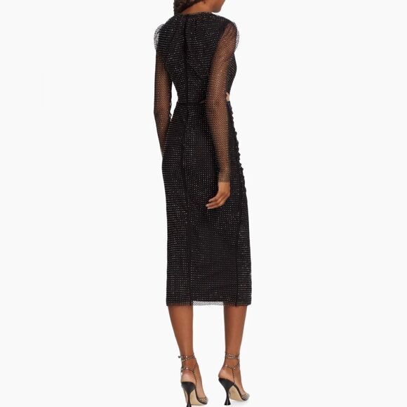 Self-Portrait  Diamante Fishnet Midi-Dress size 4 - Picture 2 of 16